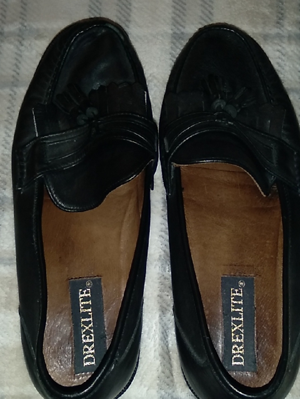 Mens DrexLite Black Leather Size 12 Slip On Dress Shoes
